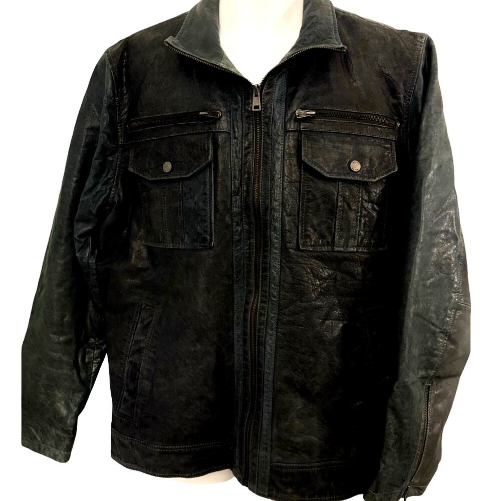 Black Rivet Leather Jacket Size Large